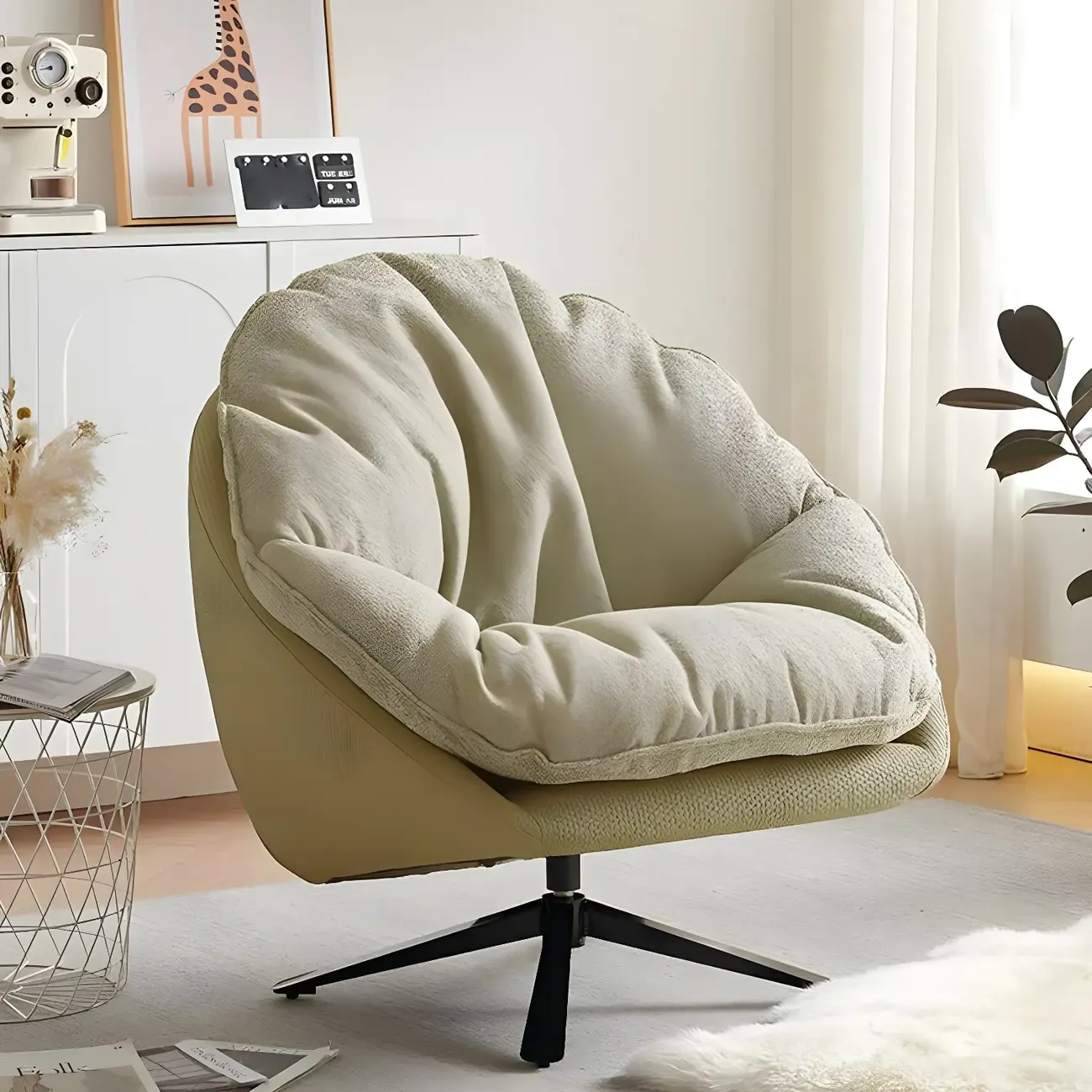 Classic Fabric Accent Chair with Swivel for Living Room Image - 9