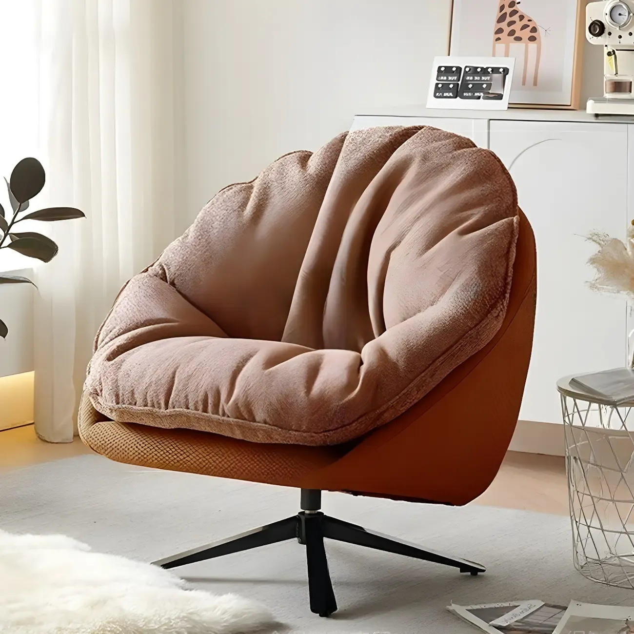 Classic Fabric Accent Chair with Swivel for Living Room Image - 13