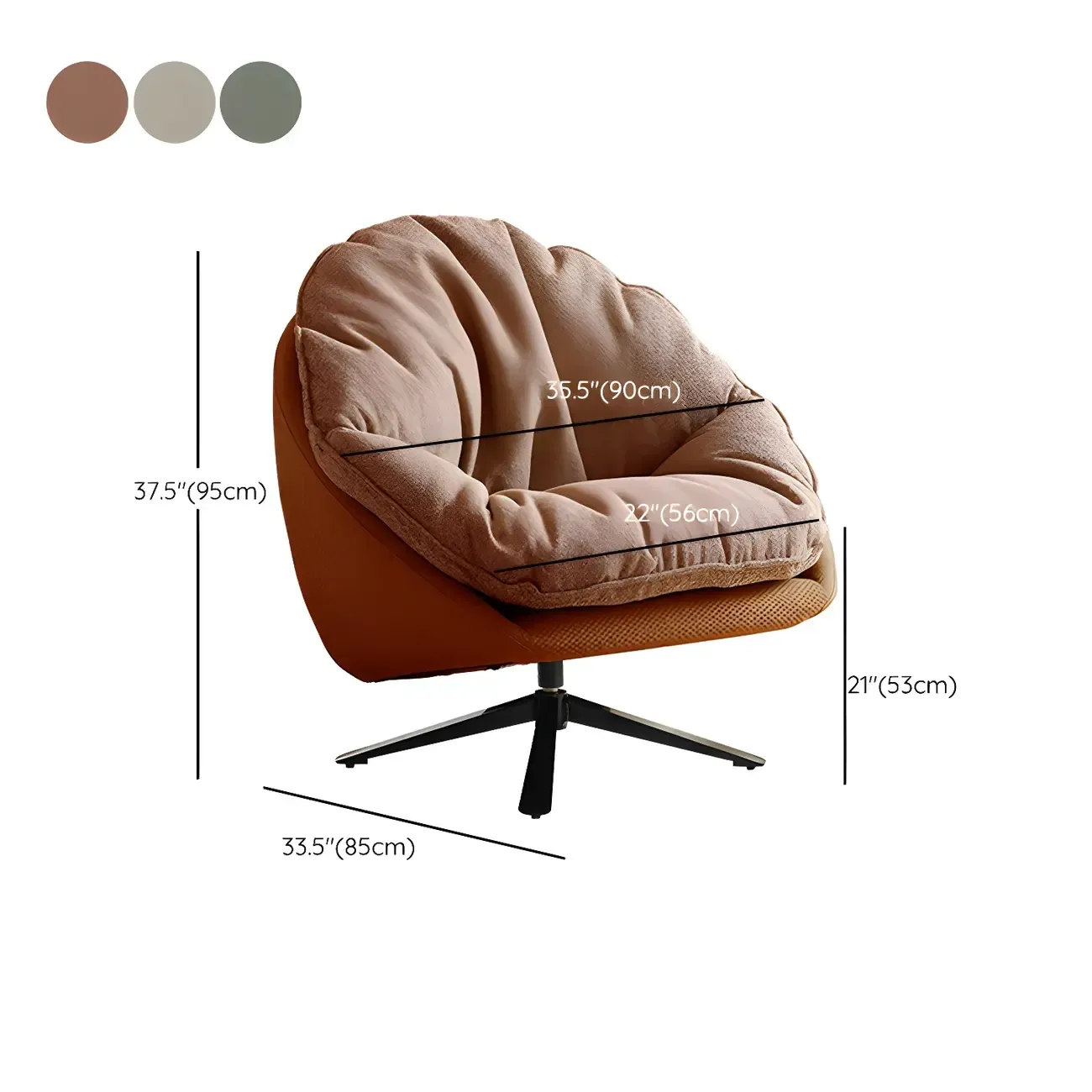 Classic Fabric Accent Chair with Swivel for Living Room #size