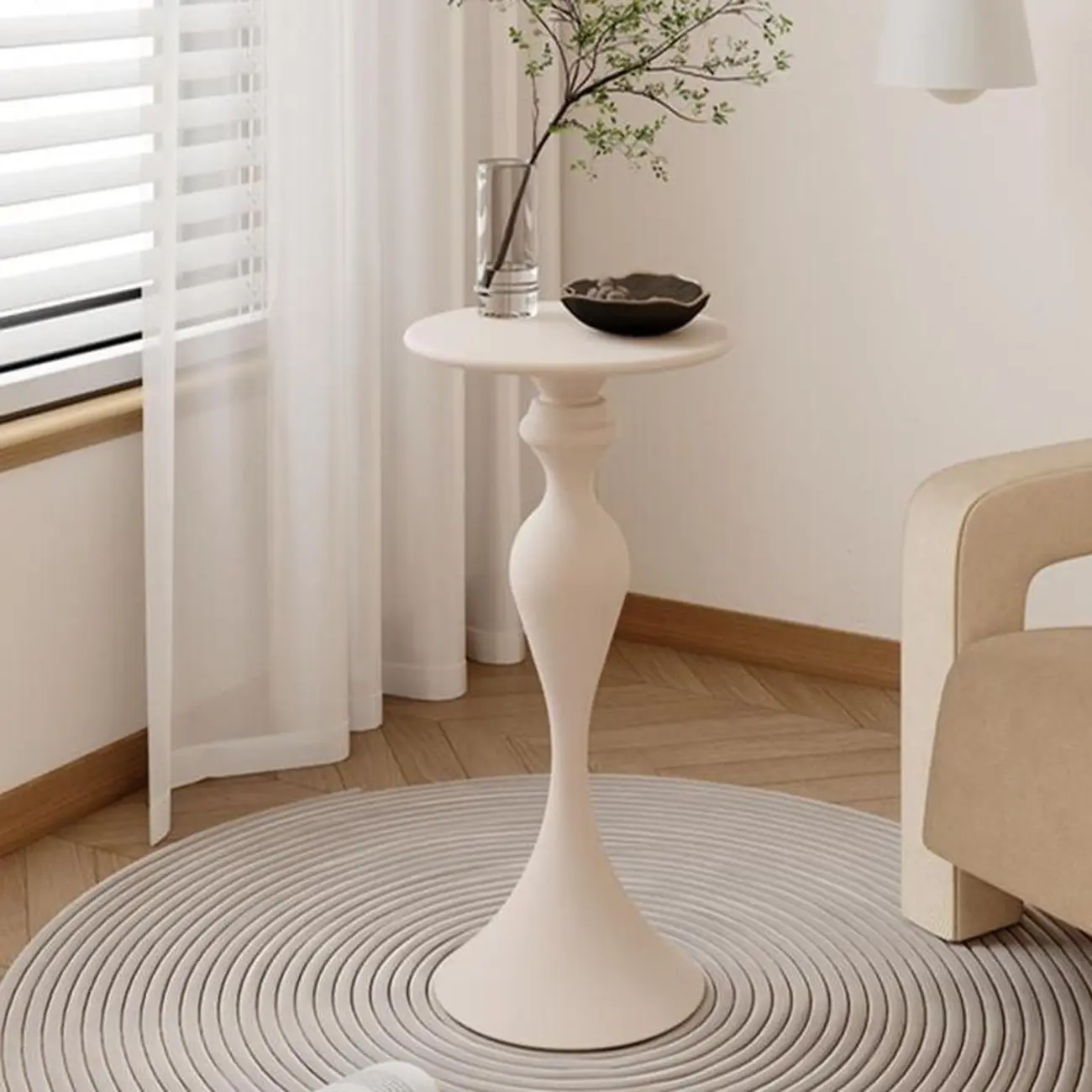 Durable Small Metal Round Pedestal End Table for Living Room Image - 1 | homeyfad