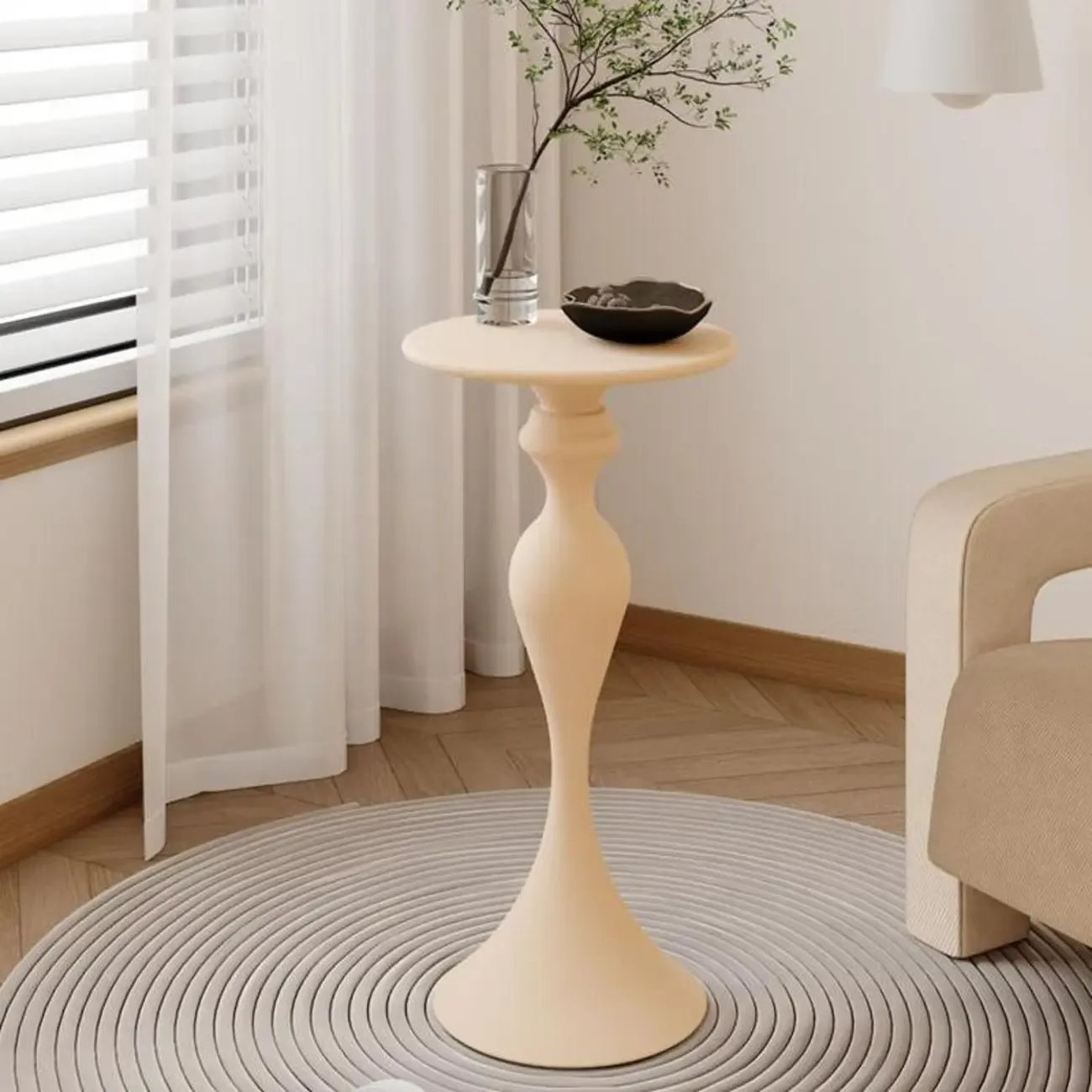 Durable Small Metal Round Pedestal End Table for Living Room Image - 2
