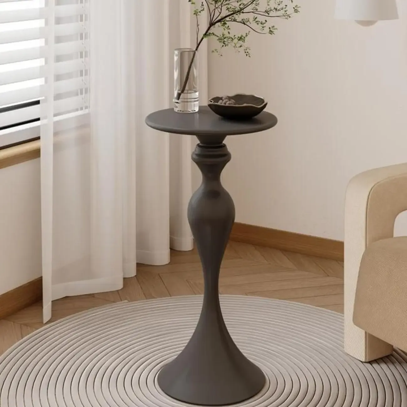 Durable Small Metal Round Pedestal End Table for Living Room Image - 3