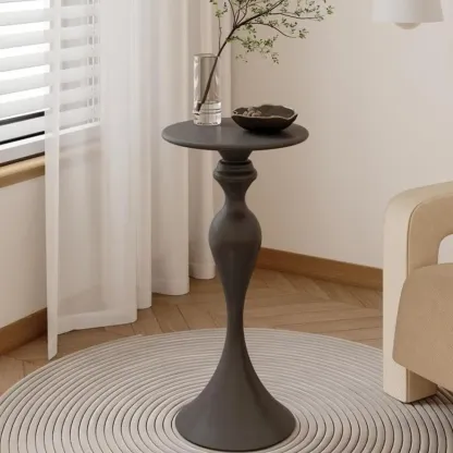 Durable Small Metal Round Pedestal End Table for Living Room Image - 3
