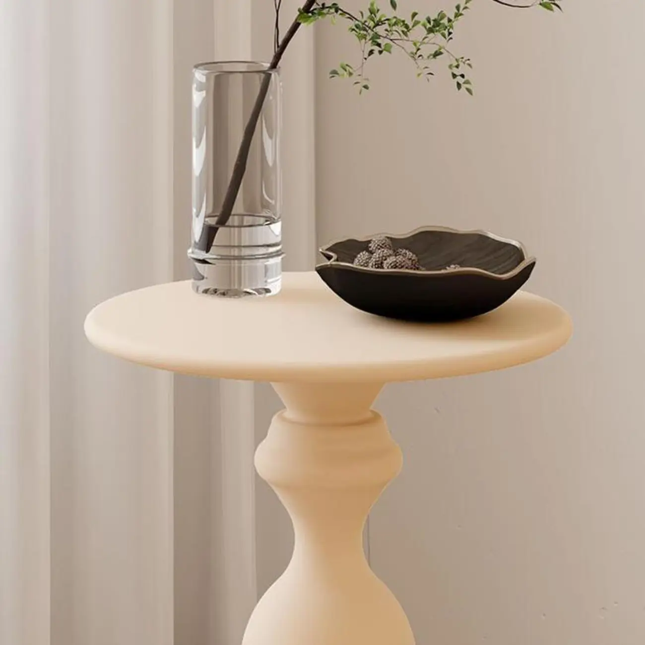 Durable Small Metal Round Pedestal End Table for Living Room Image - 8 | homeyfad