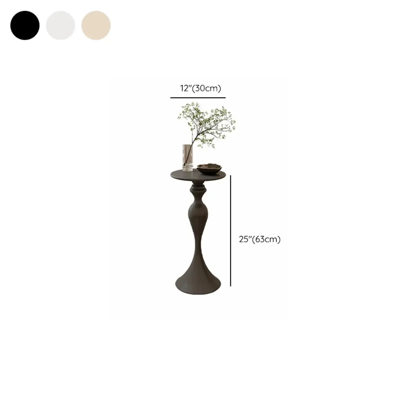 Durable Small Metal Round Pedestal End Table for Living Room #size