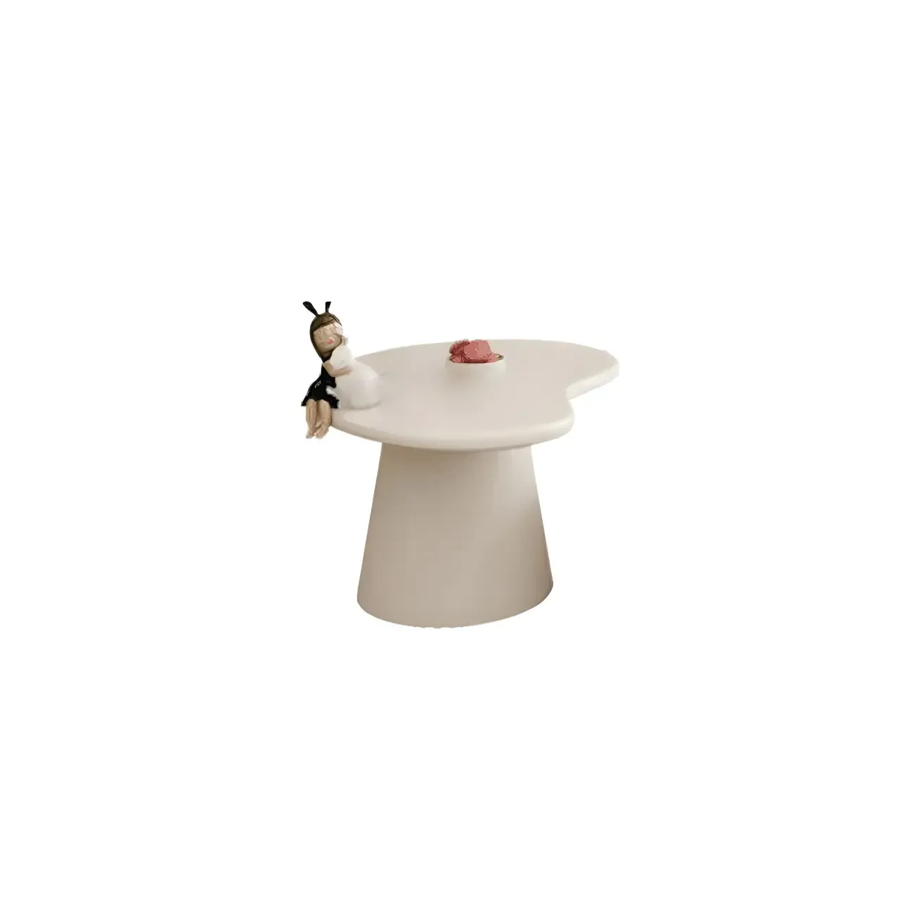 Modern White Round Wooden Coffee Table with Storage Image - 12