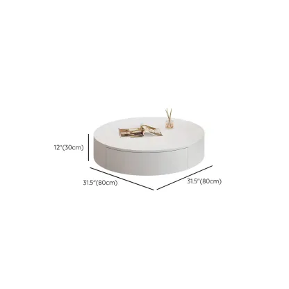 Modern White Round Wooden Coffee Table with Storage Image - 17