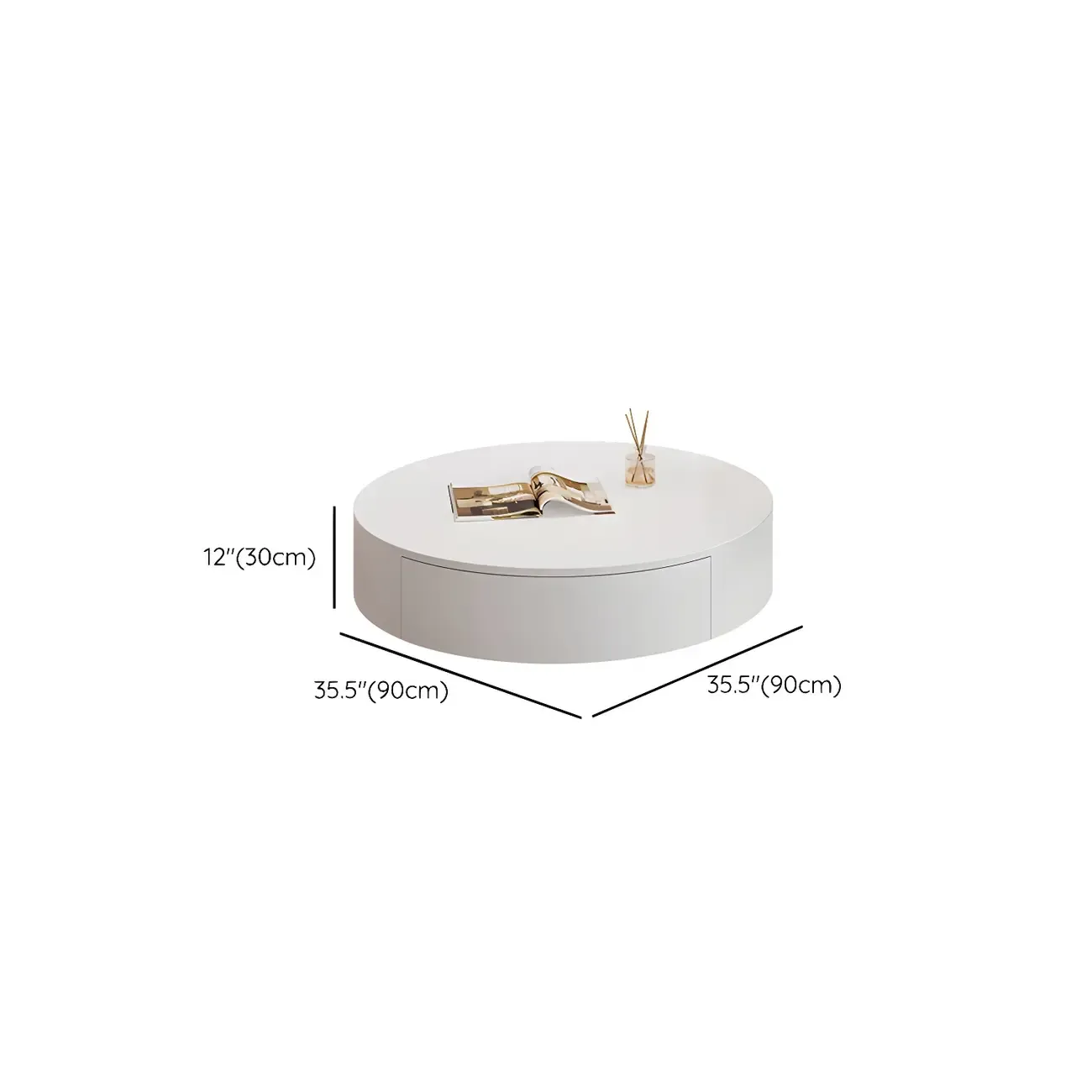 Modern White Round Wooden Coffee Table with Storage Image - 18