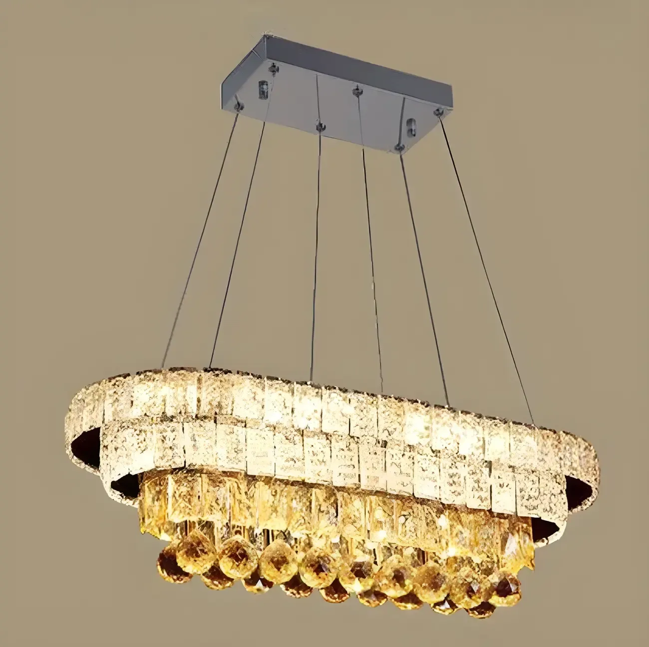 Elegant Gold/Silver Crystal Kitchen Island Pendant Light Image - 4