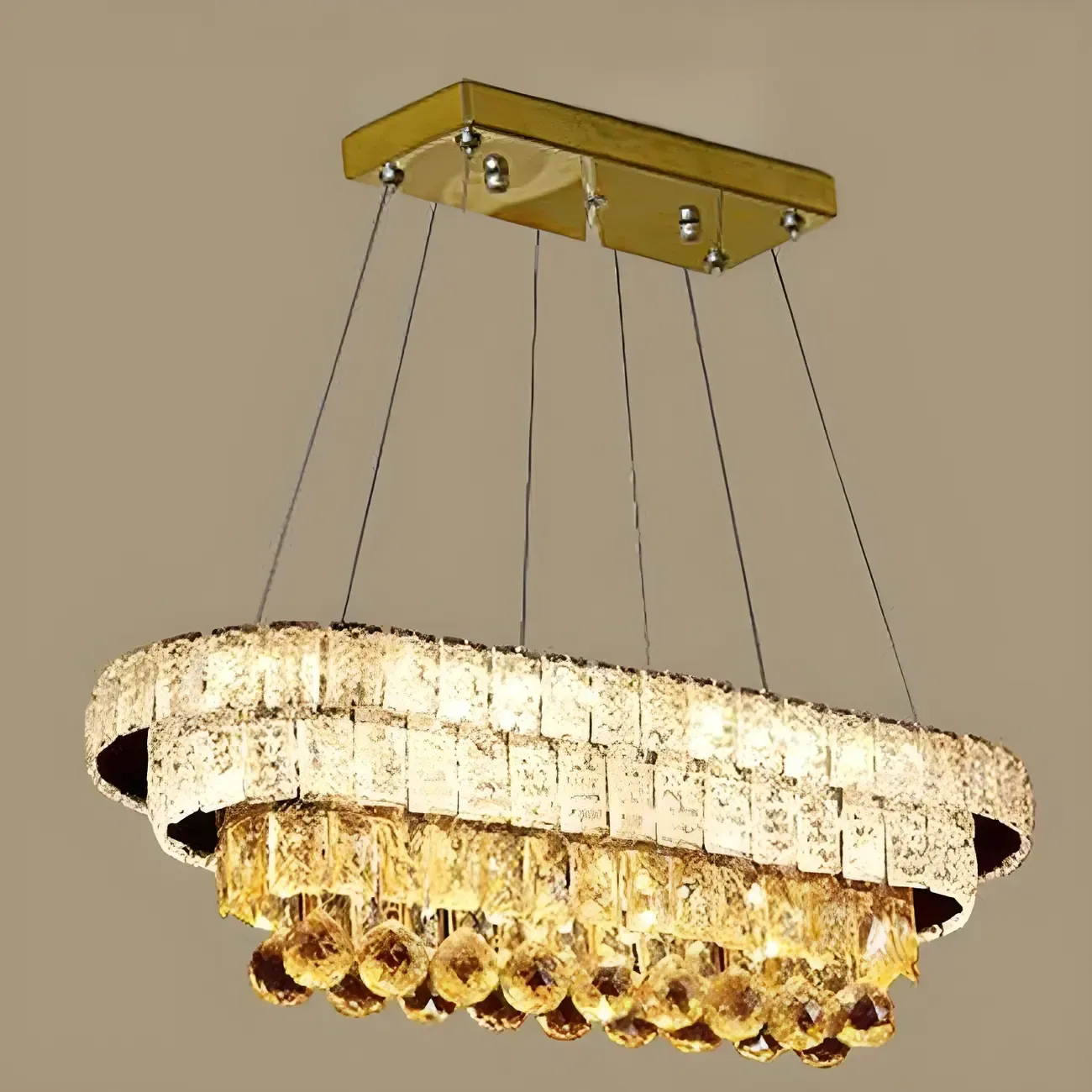 Elegant Gold/Silver Crystal Kitchen Island Pendant Light Image - 5