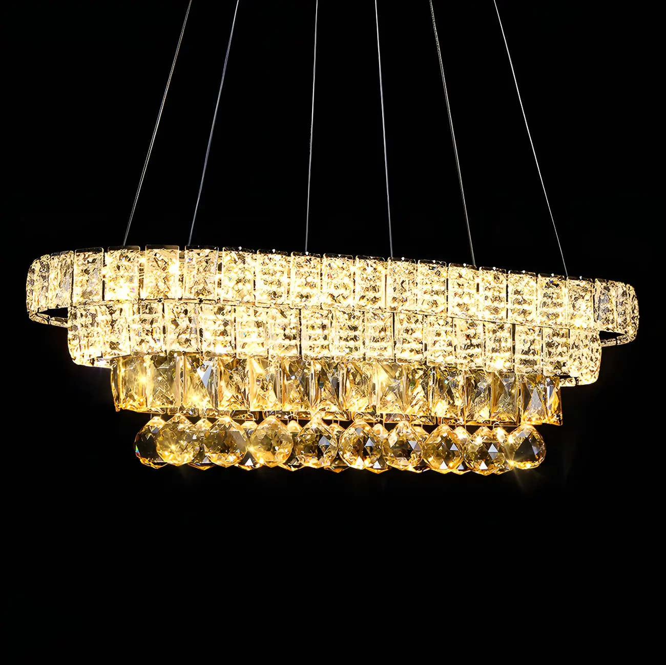 Elegant Gold/Silver Crystal Kitchen Island Pendant Light Image - 6 | homeyfad