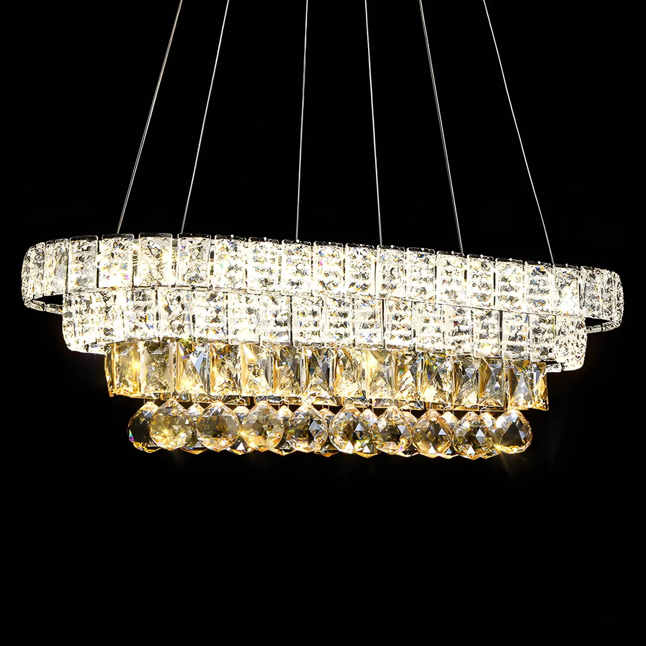 Elegant Gold/Silver Crystal Kitchen Island Pendant Light Image - 7 | homeyfad