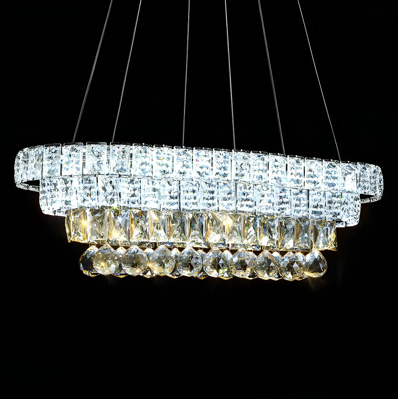 Elegant Gold/Silver Crystal Kitchen Island Pendant Light Image - 8 | homeyfad