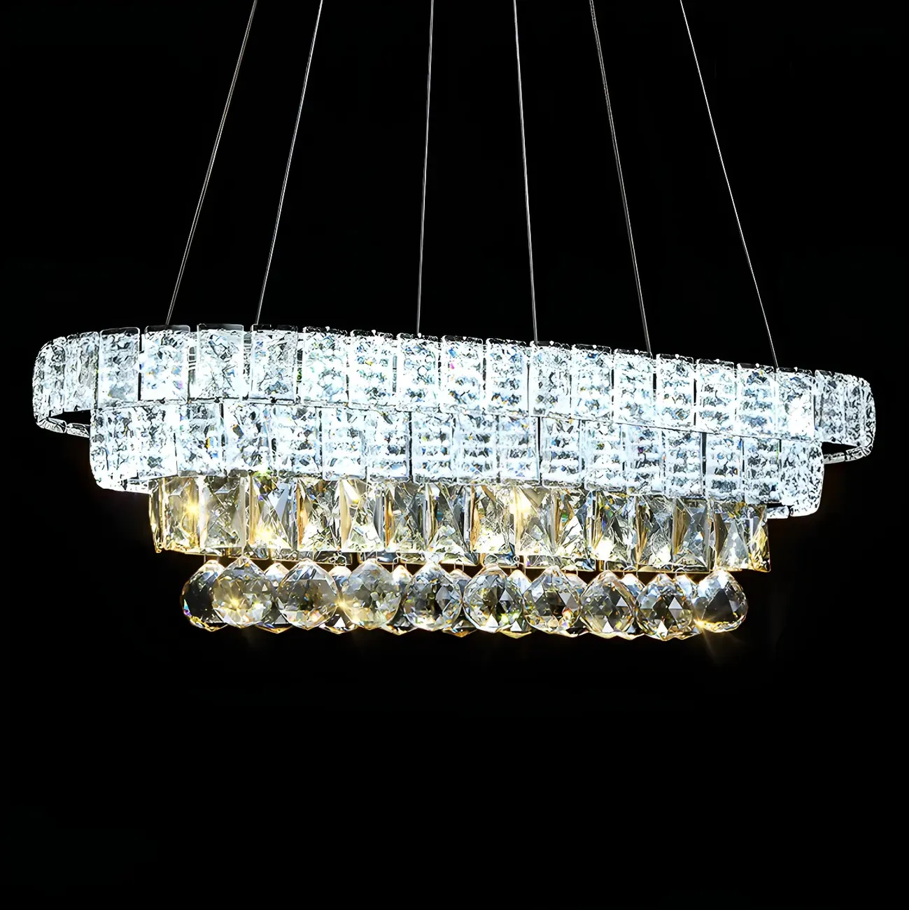 Elegant Gold/Silver Crystal Kitchen Island Pendant Light Image - 8