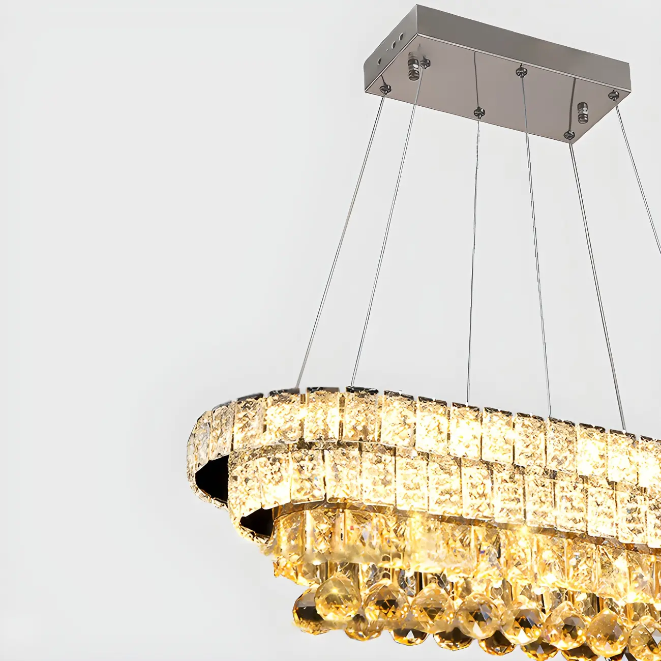 Elegant Gold/Silver Crystal Kitchen Island Pendant Light Image - 10 | homeyfad