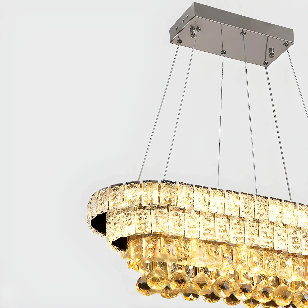 Elegant Gold/Silver Crystal Kitchen Island Pendant Light Image - 10