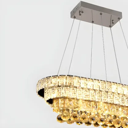 Elegant Gold/Silver Crystal Kitchen Island Pendant Light Image - 10