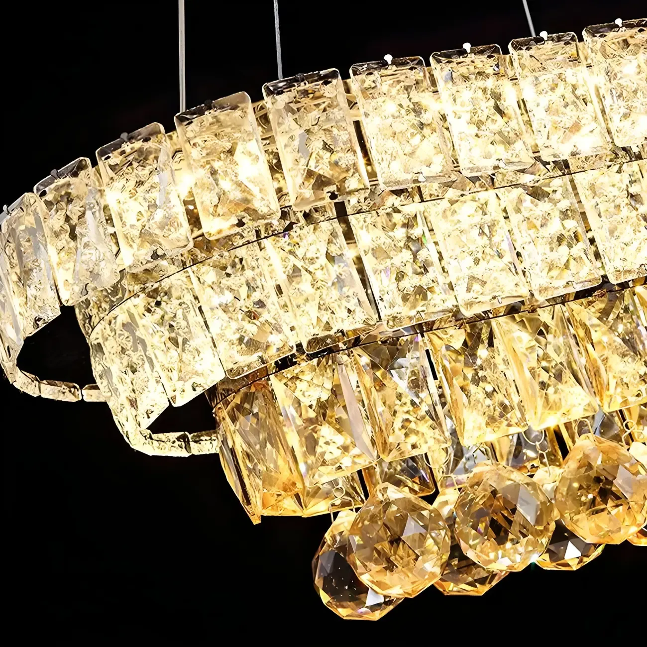 Elegant Gold/Silver Crystal Kitchen Island Pendant Light Image - 11