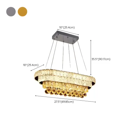 Elegant Gold/Silver Crystal Kitchen Island Pendant Light #size
