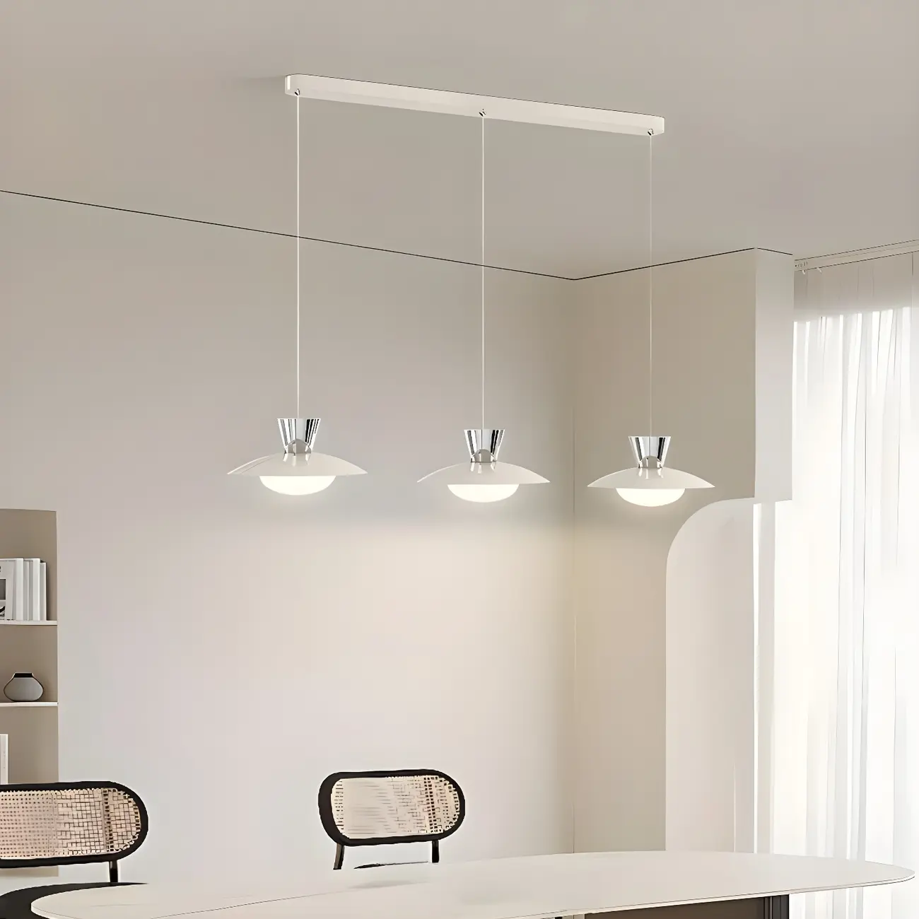 Modern Silver Metal Geometric Island Light for Kitchens Image - 1 | homeyfad