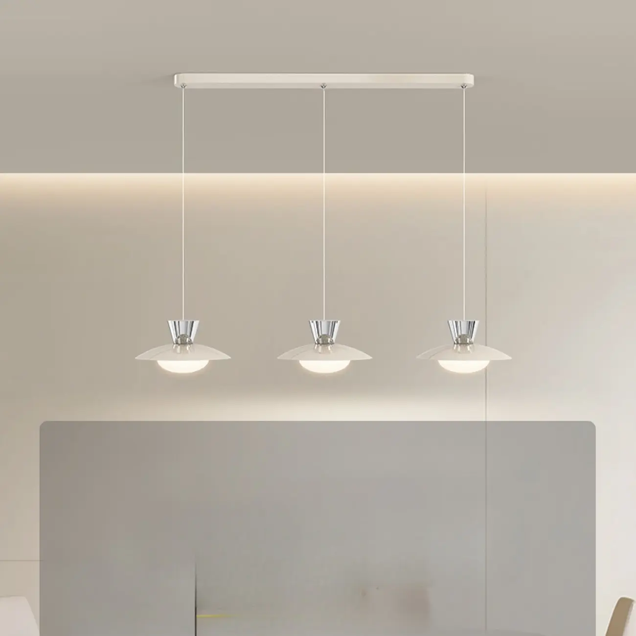 Modern Silver Metal Geometric Island Light for Kitchens Image - 11 | homeyfad