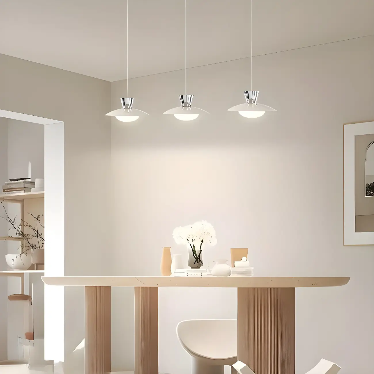 Modern Silver Metal Geometric Island Light for Kitchens Image - 2 | homeyfad