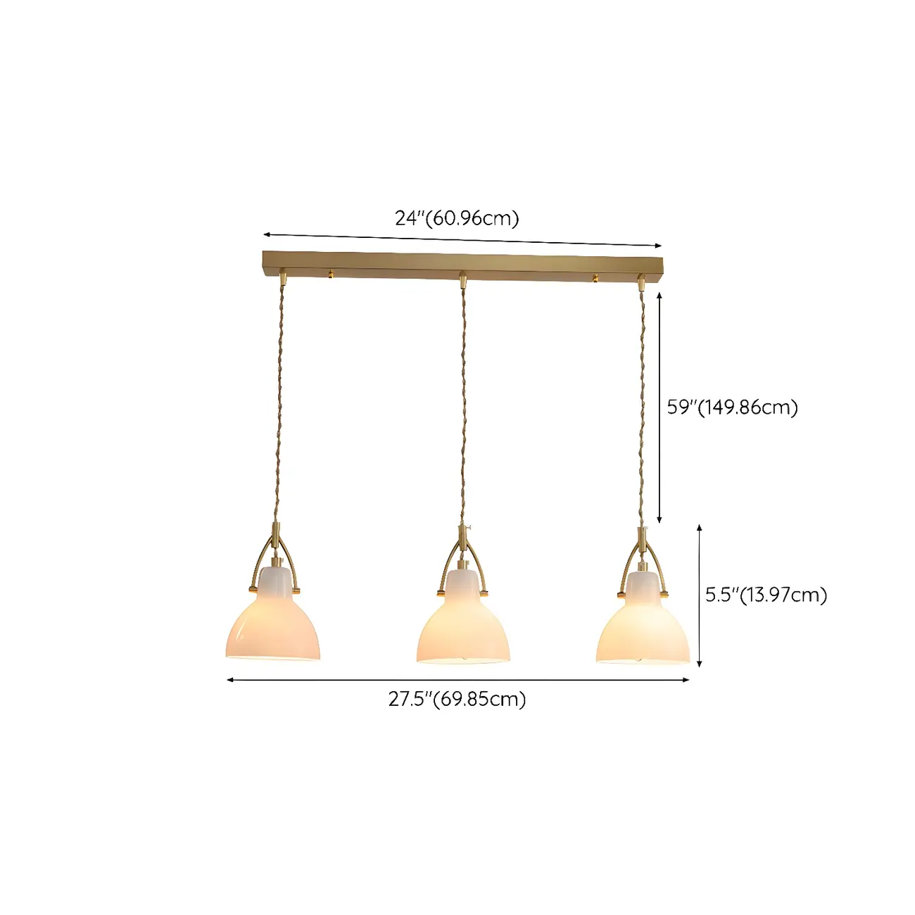 Modern Gold Glass Island Pendant Light for Dining Room #size | homeyfad