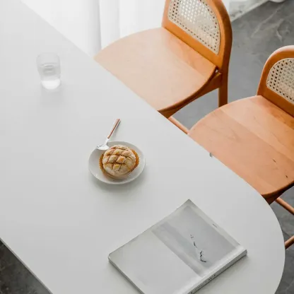 Modern White Free Form Wood Double Pedestal Bar Tables Image - 6