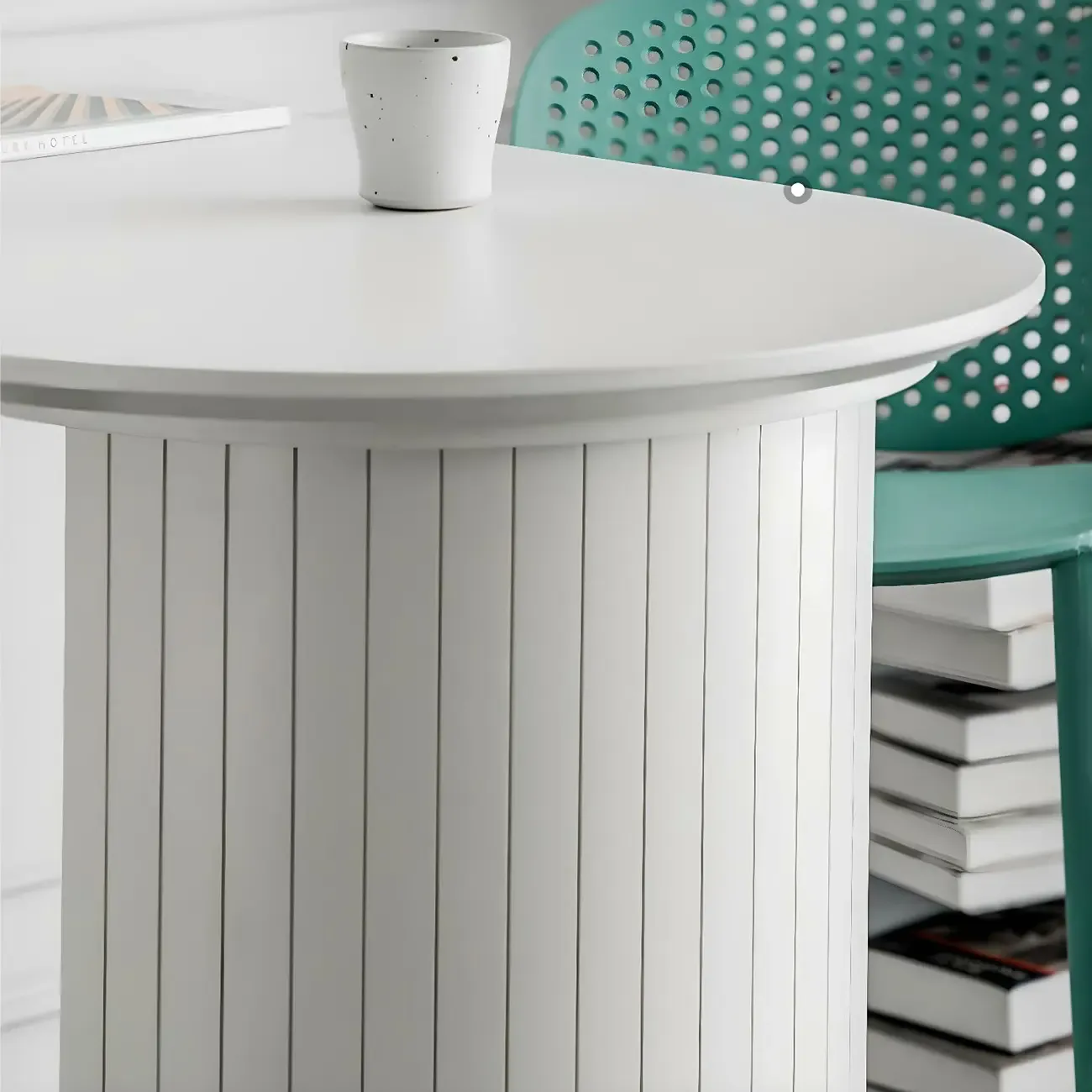 Modern White Free Form Wood Double Pedestal Bar Tables Image - 7