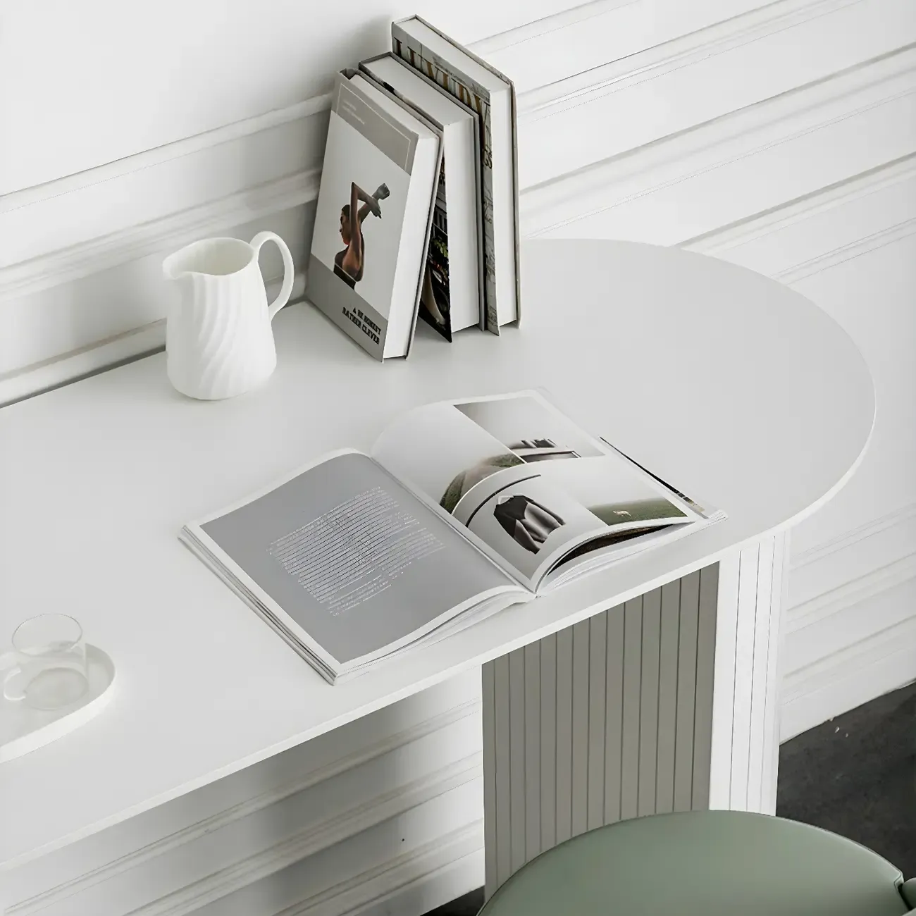 Modern White Free Form Wood Double Pedestal Bar Tables Image - 9