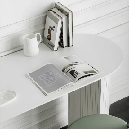 Modern White Free Form Wood Double Pedestal Bar Tables Image - 9