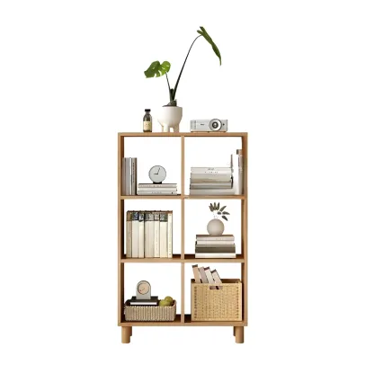 Modern Natural Cube Storage Wood Open Back Bookcase Image - 6