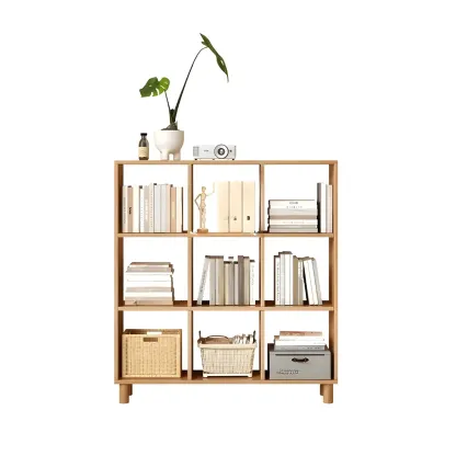 Modern Natural Cube Storage Wood Open Back Bookcase Image - 7