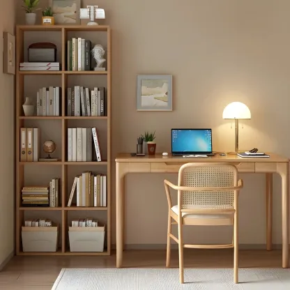 Modern Natural Cube Storage Wood Open Back Bookcase Image - 2