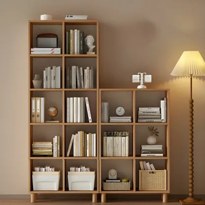 Modern Natural Cube Storage Wood Open Back Bookcase Image - 1
