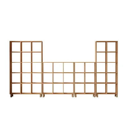Modern Natural Cube Storage Wood Open Back Bookcase Image - 10