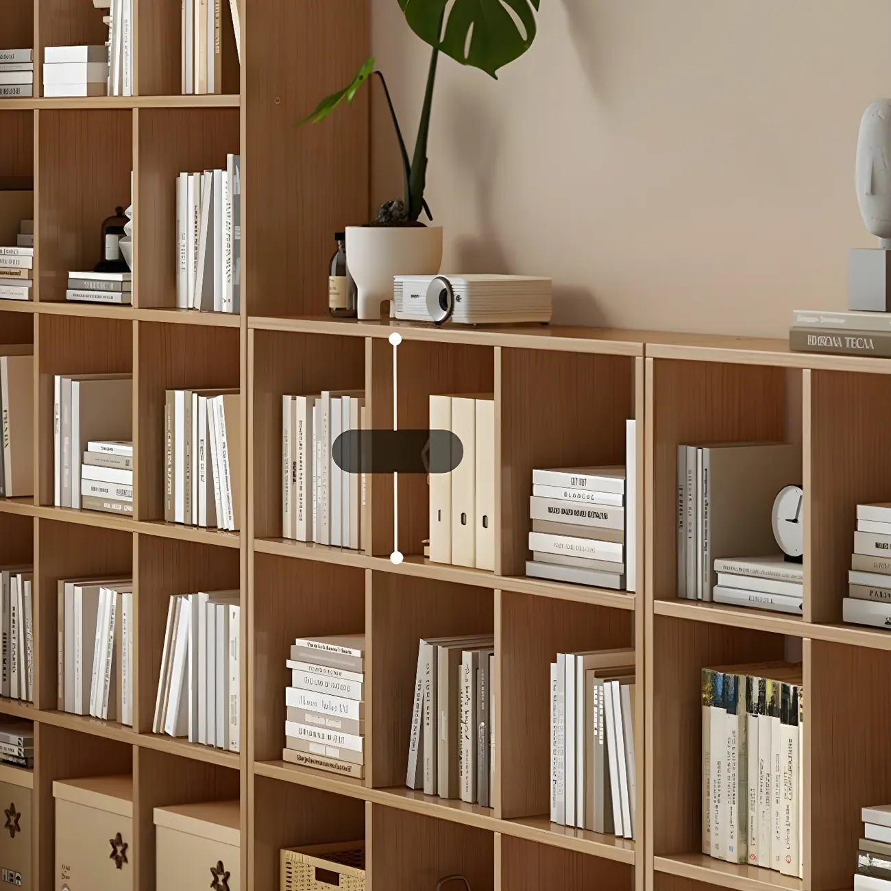 Modern Natural Cube Storage Wood Open Back Bookcase Image - 11 | homeyfad