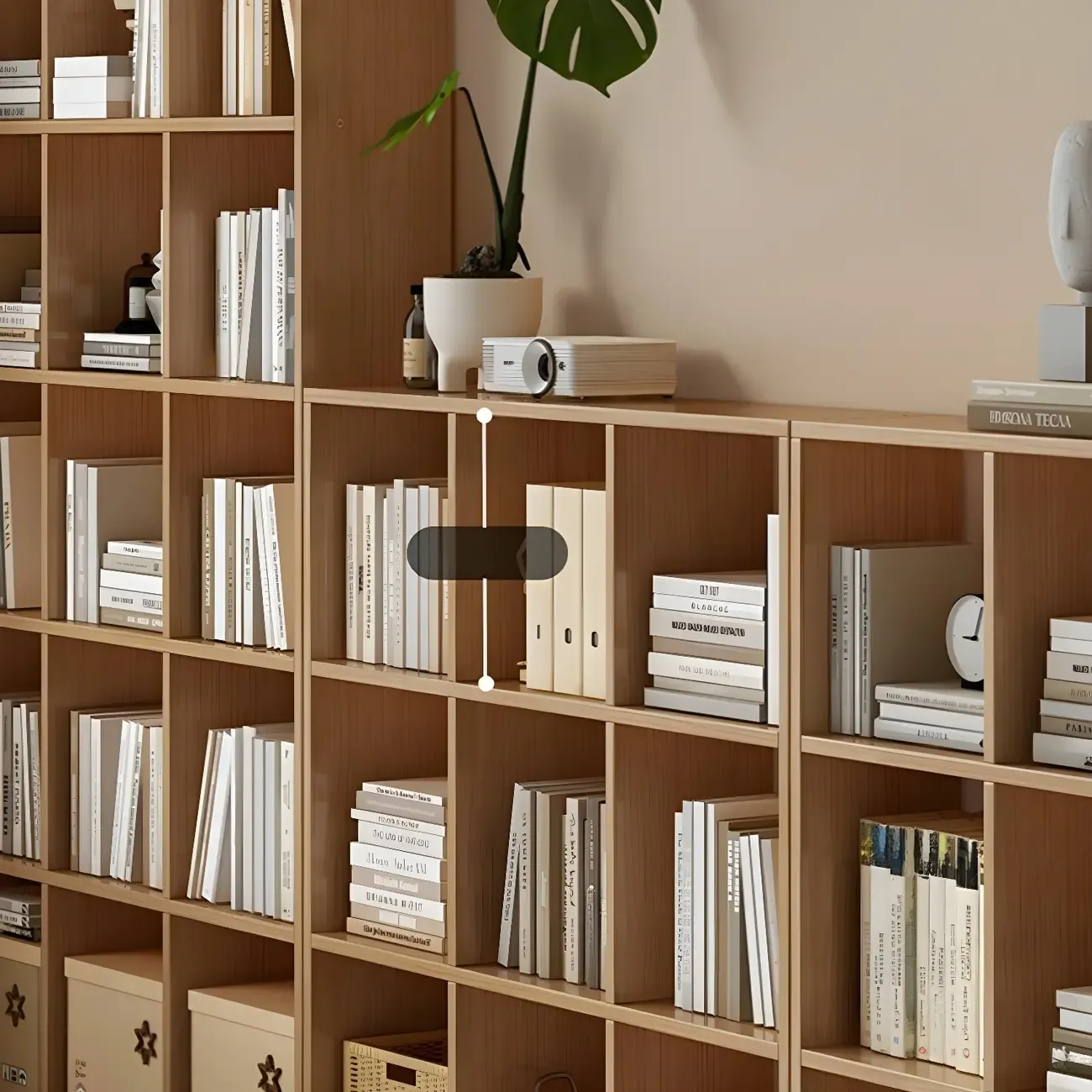 Modern Natural Cube Storage Wood Open Back Bookcase Image - 11