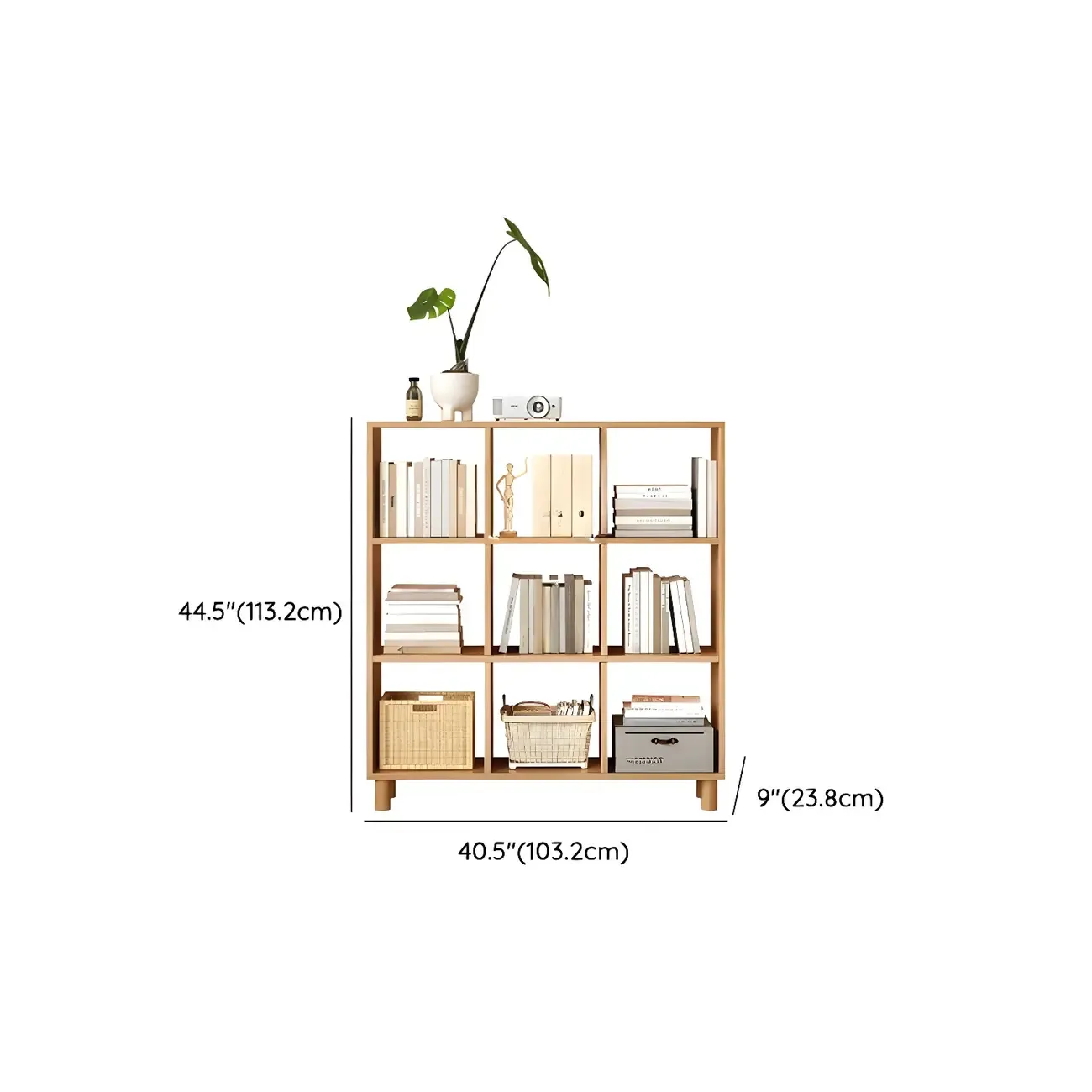 Modern Natural Cube Storage Wood Open Back Bookcase Image - 16