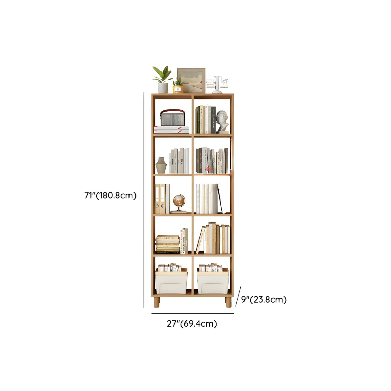Modern Natural Cube Storage Wood Open Back Bookcase Image - 17 | homeyfad