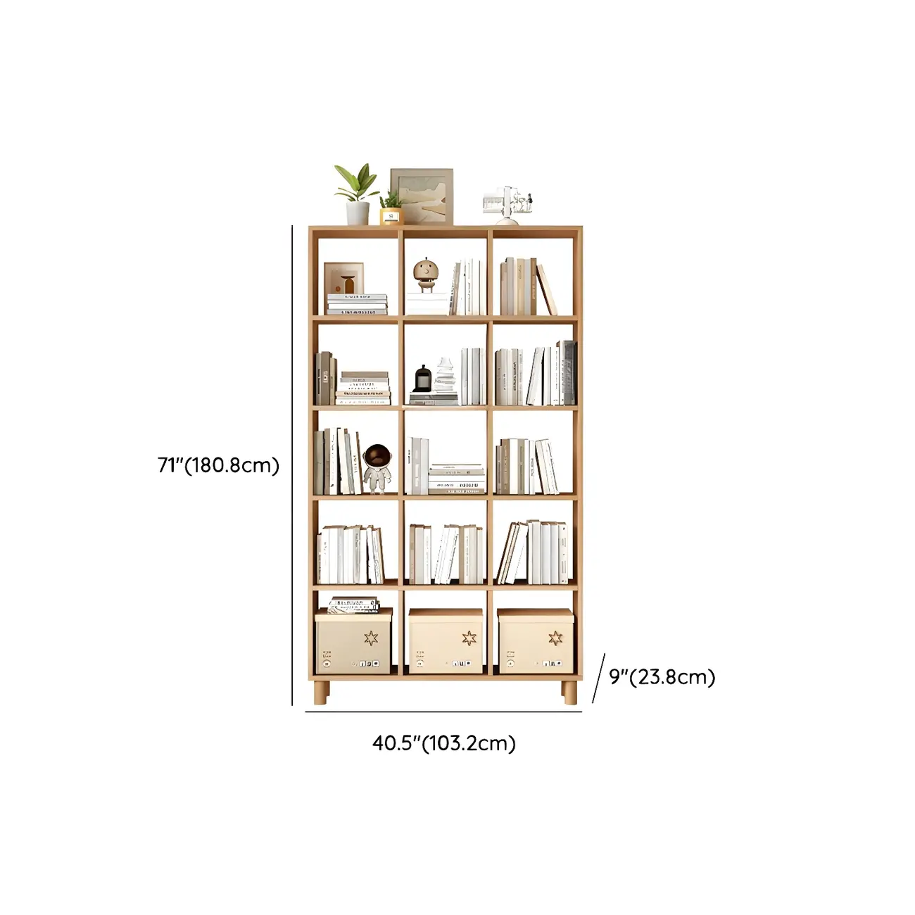 Modern Natural Cube Storage Wood Open Back Bookcase Image - 18 | homeyfad
