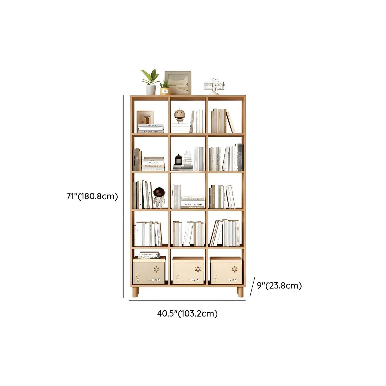 Modern Natural Cube Storage Wood Open Back Bookcase Image - 18
