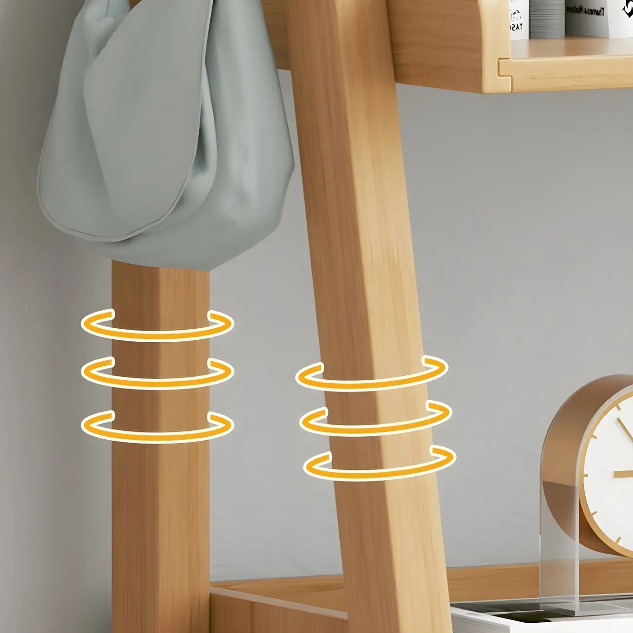 3-Tier Nut-Brown Wood Ladder Open Bookcase with Drawers Image - 9 | homeyfad