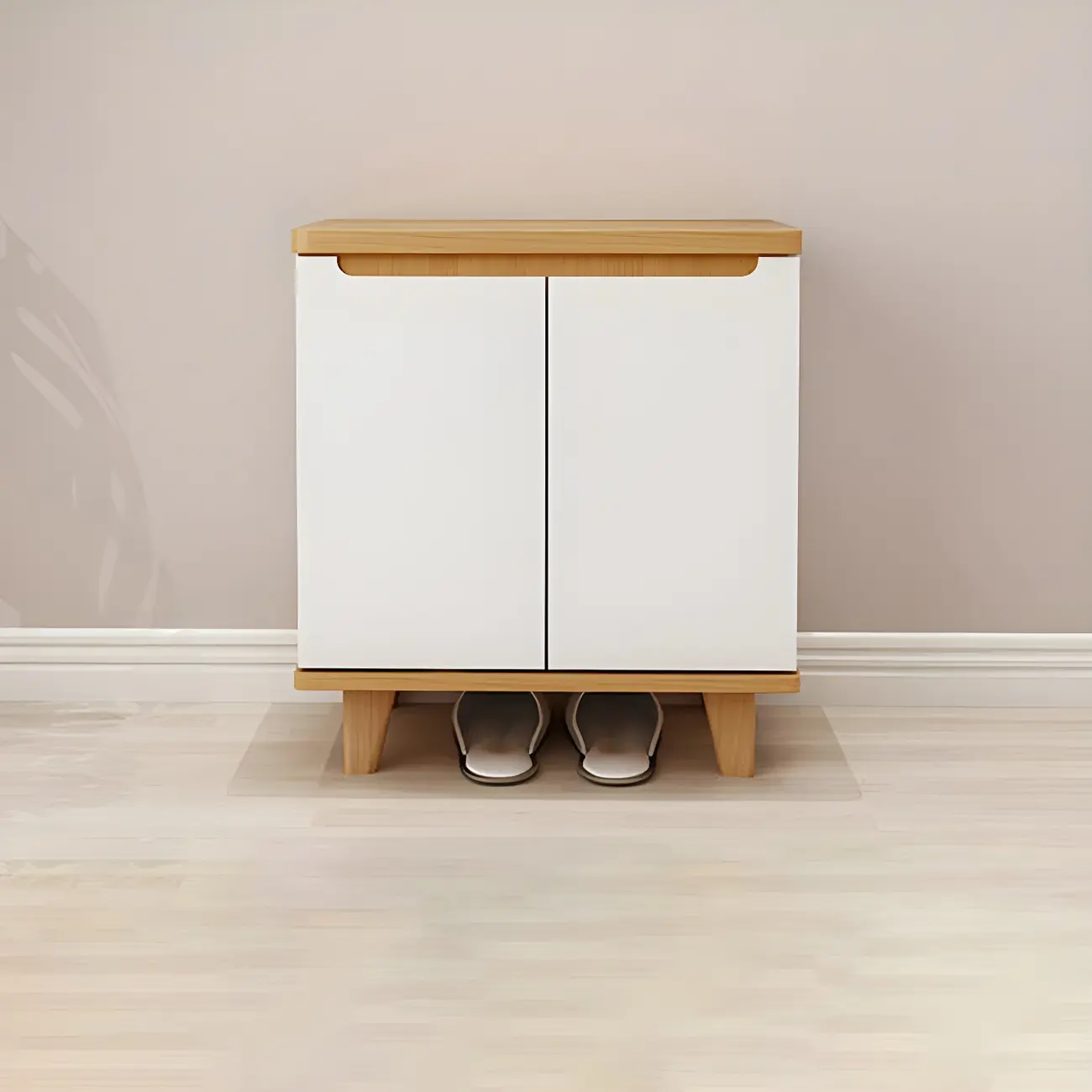 Entryway White Solid Wood Shoe Storage Cabinet Image - 15 | homeyfad