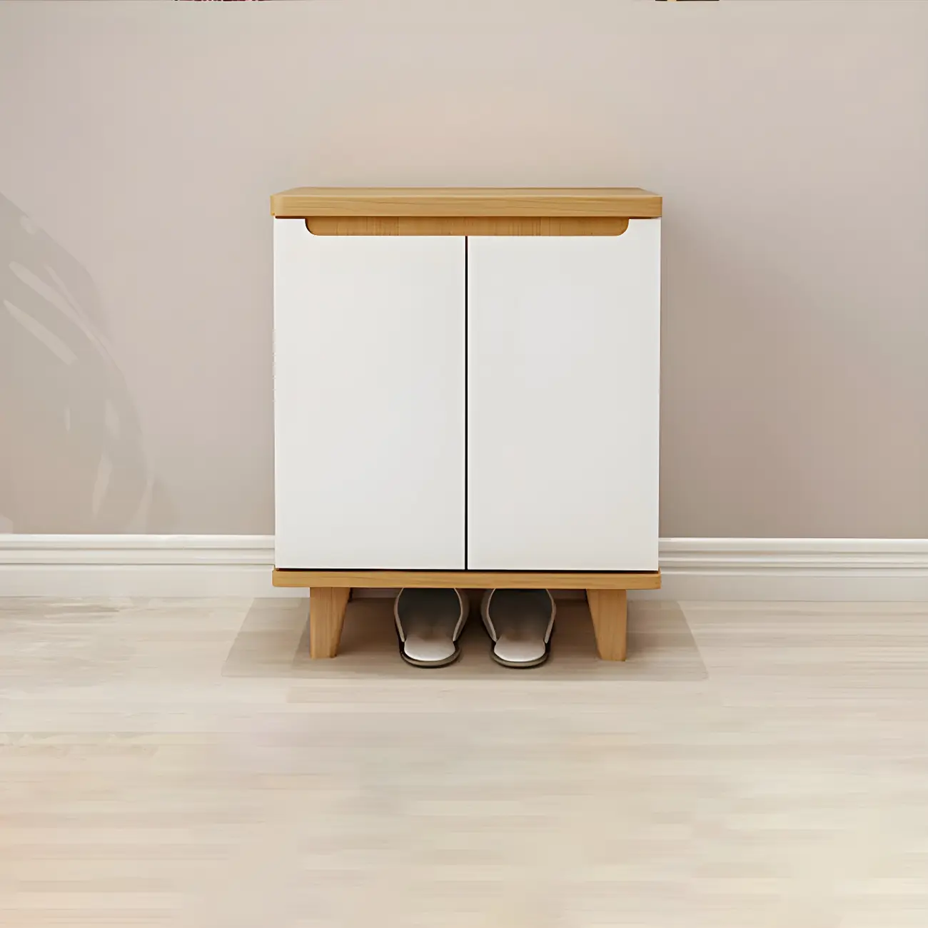 Entryway White Solid Wood Shoe Storage Cabinet Image - 17 | homeyfad