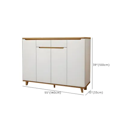 Entryway White Solid Wood Shoe Storage Cabinet Image - 26