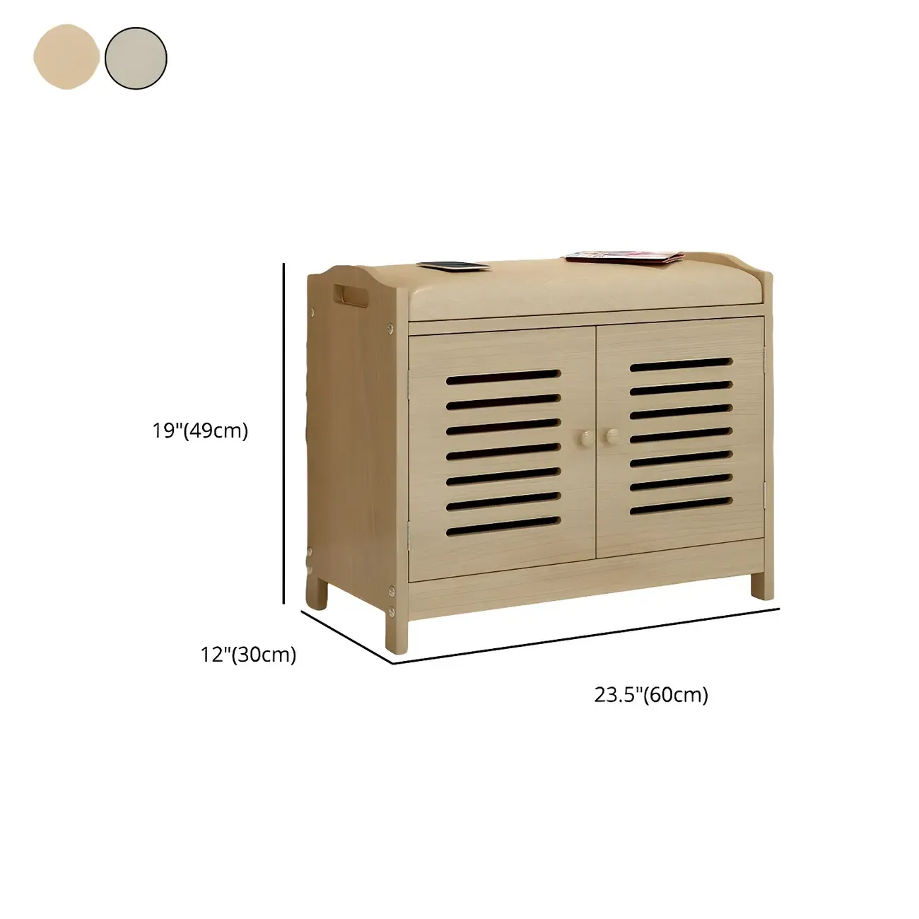 White Shutter Door Shoe Storage Bench Entryway Cabinet #size