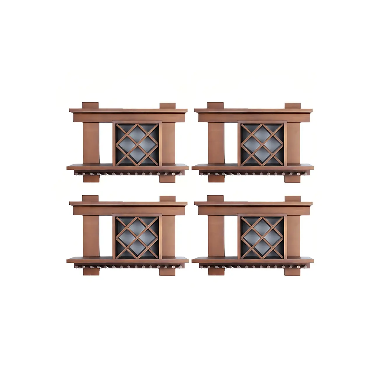 Pine Wooden Wall-Mounted Display Open Wine Bottle & Glass Rack Image - 36 | homeyfad