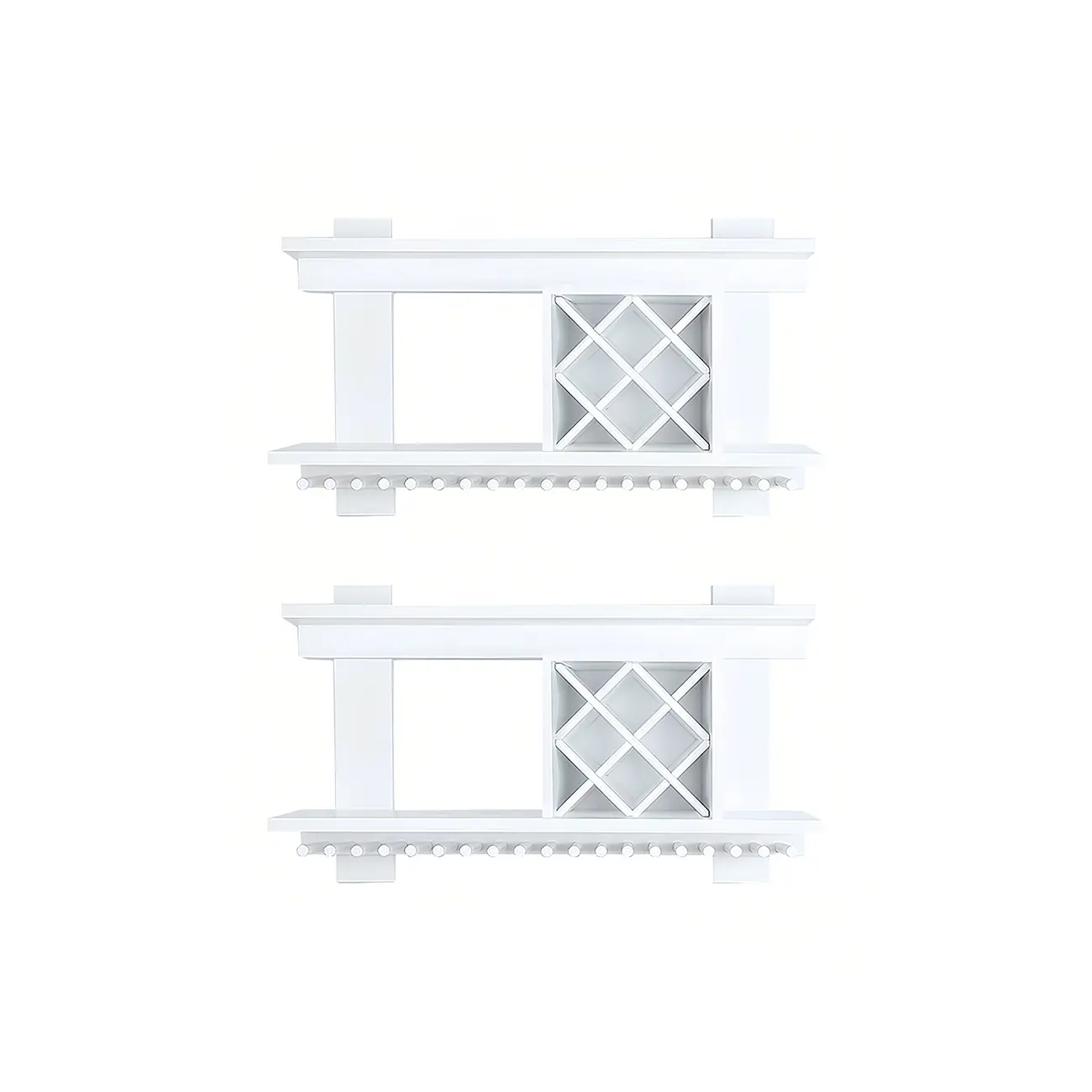 Pine Wooden Wall-Mounted Display Open Wine Bottle & Glass Rack Image - 38 | homeyfad