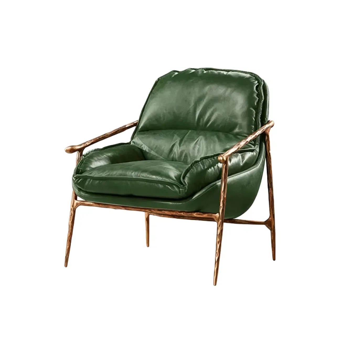 Mid-Century Modern Genuine Leather Accent Armchair Image - 10